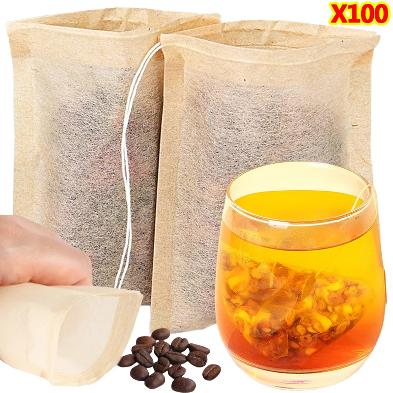 Coffee Leaves Tea - Drawstring 필터와 100Pcs 티백 커피 콩
