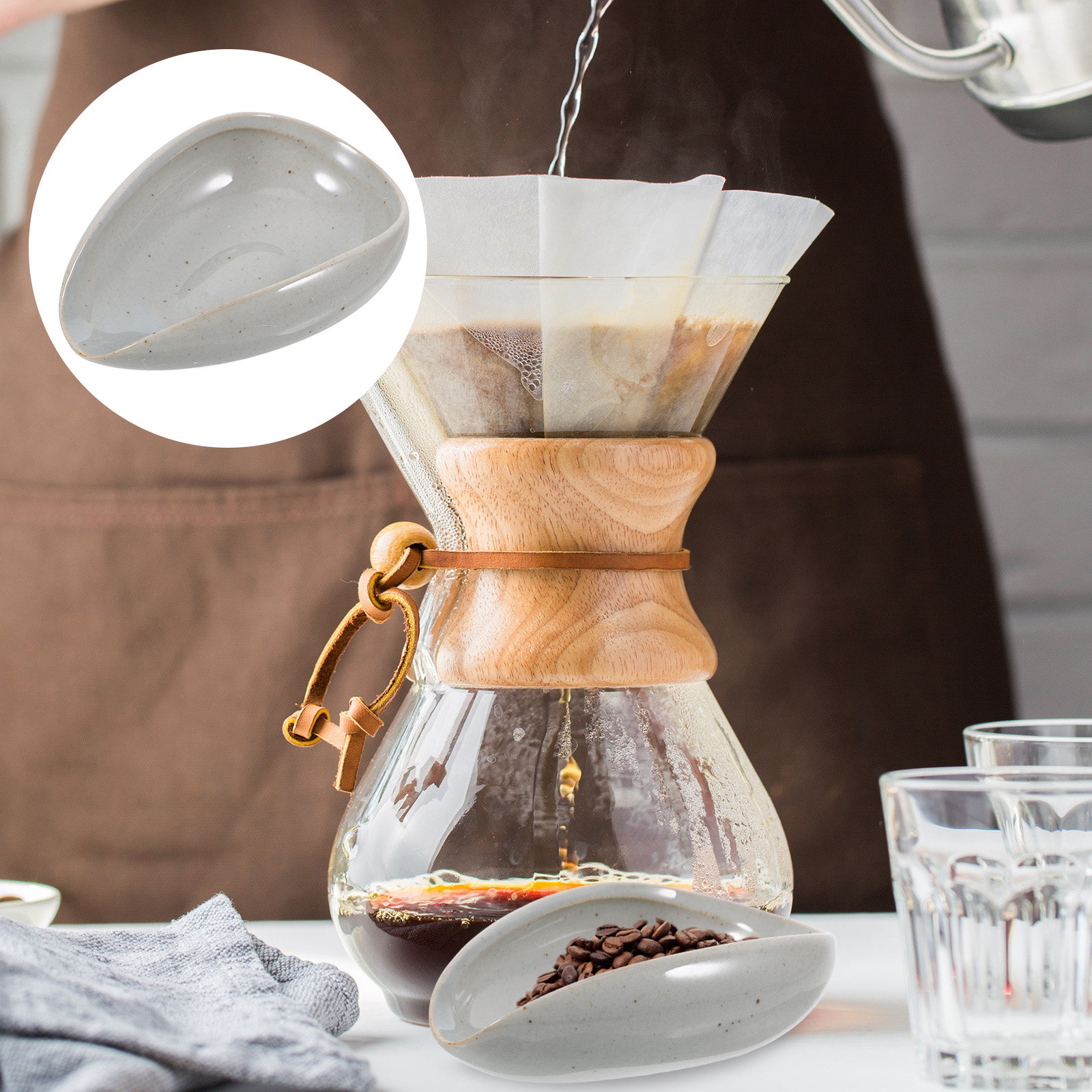 Coffee Leaves Tea - 세라믹 커피 원두 트레이 계량컵 원두,