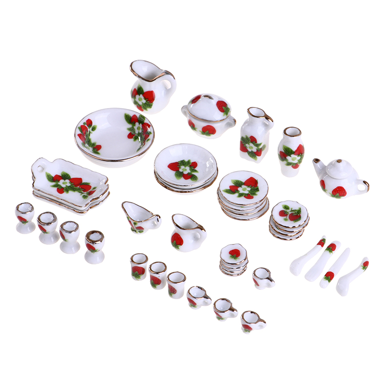 1:12 미니어처 인형 집 꽃 패턴 도자기, 커피 차  - Tea Coffee Pot Set 리뷰 및 가격