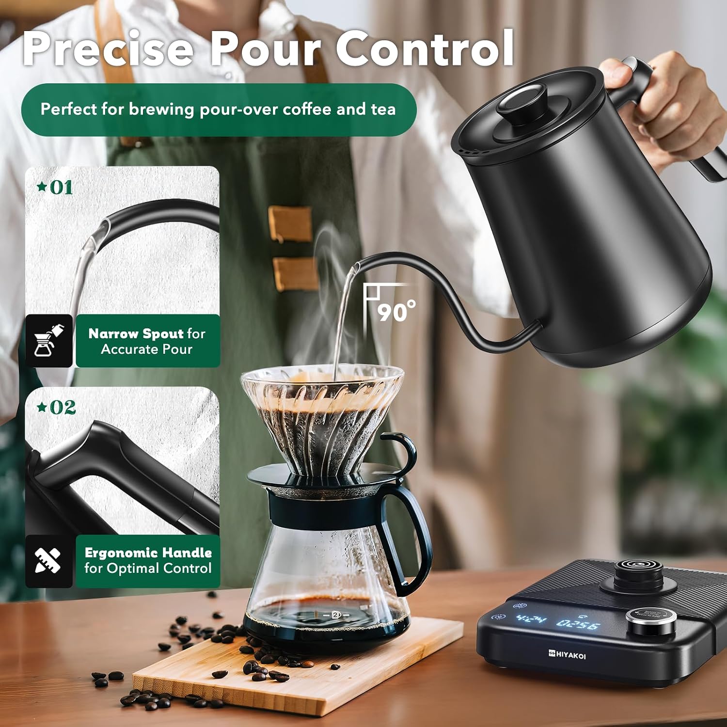 구즈넥 전기 주전자 ±1도 정밀 온도조절 기능 포함 ℉ - Tea And Coffee Kettle 리뷰 및 가격
