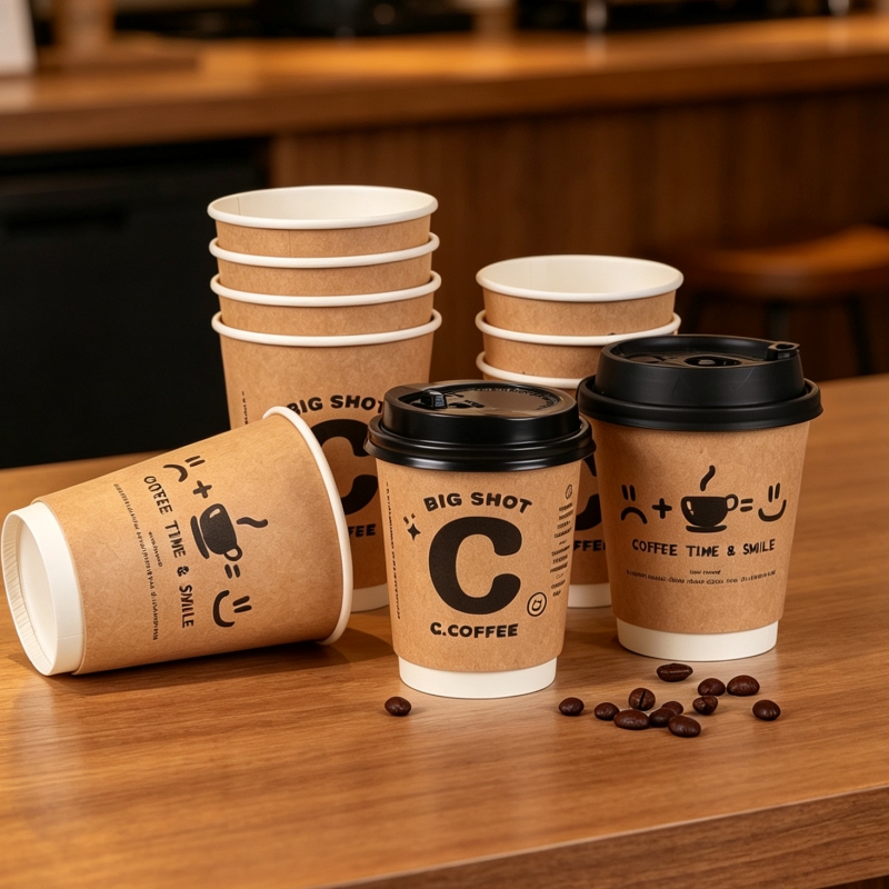 50개입 8/14온스 일회용 크라프트 종이 커피컵 이중 - Wallpaper Coffee And Tea 리뷰 및 가격